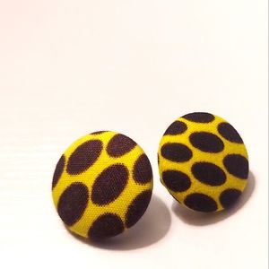 African Print Button Earrings